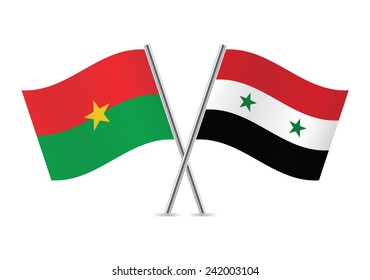 Burkina Faso and Syrian flags. Vector illustration.