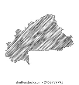 Ilustración vectorial de línea de mapa de hilos de Burkina Faso