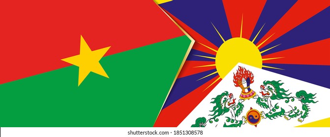 Burkina Faso and Tibet flags, two vector flags symbol of relationship or confrontation.