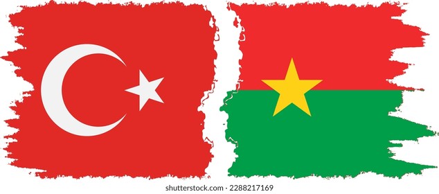 Verbindung mit Burkina Faso und der Türkei mit Grunge-Flaggen, Vektorgrafik