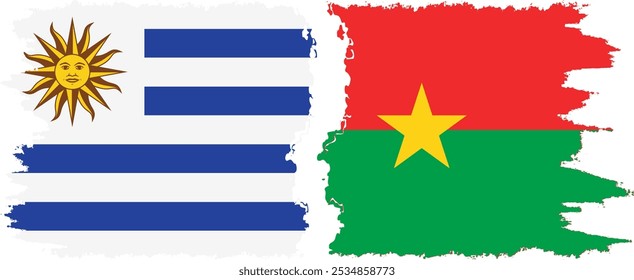 Burkina Faso y Uruguay grunge enarbolan conexión, Vector