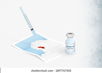 Burkina Faso Vaccination, Injection with COVID-19 vaccine in Map of Burkina Faso. Vaccination Concept Illustration.