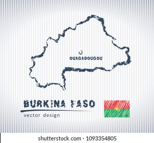 Burkina Faso vector chalk drawing map isolated on a white background