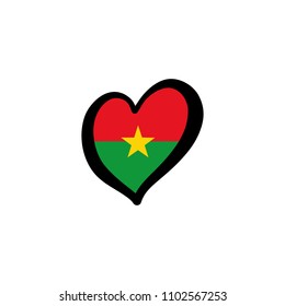 Burkina Faso Vector Flag Inside heart shape graphic element Illustration template design