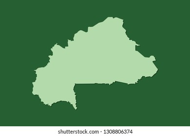 Burkina Faso vector map with single land area using green color on dark background illustration