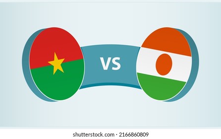 Burkina Faso versus Niger, team sports competition concept. Round flag of countries.