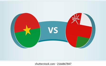 Burkina Faso versus Oman, team sports competition concept. Round flag of countries.