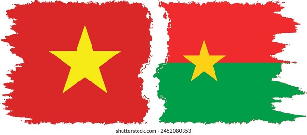 Burkina Faso and Vietnam grunge flags connection, vector