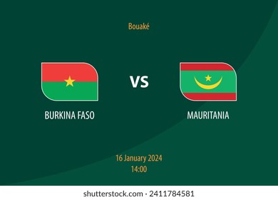 Burkina Faso vs Mauritania football scoreboard broadcast template for soccer africa tournament 2023