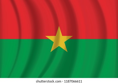 Burkina flag background with cloth texture. Burkina Flag vector illustration.