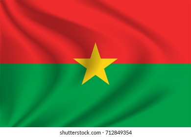 Burkina flag background with cloth texture. Burkina Flag vector illustration.