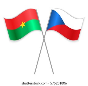 Burkinabe and Czech crossed flags. Burkina Faso combined with Czech Republic isolated on white. Language learning, international business or travel concept.