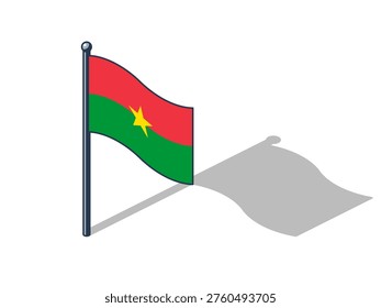 Burkinabe flag isometric vector illustration with shadow Burkinabe flag