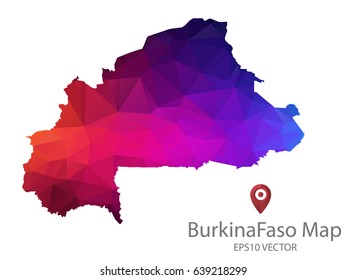 burkinaFaso map polygon colorful vector eps10