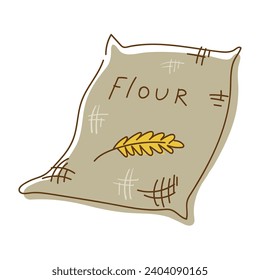 burlap bag with flour drawing vector doodle