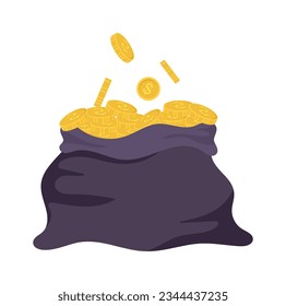Bolsa Burlap Con Monedas De Oro Ilustración Del Vector
