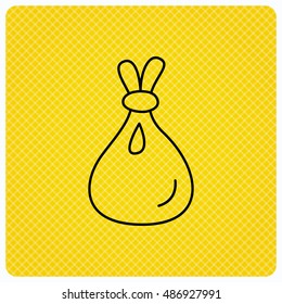 Burlap sack icon. Textile bag sign.