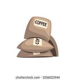 Burlap sacks full of coffee vector Illustration on a white background