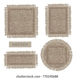 Burlap. Seam. Vector organic weave, canvas burlap, fringed at the edge, the label of organic products