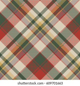 Burlap tartan fabric texture check seamless pattern. Vector illustration.