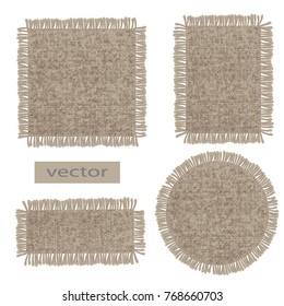 Burlap. Vector organic weave, canvas burlap, fringed at the edge, the label of organic products.