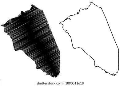 Burlington County, New Jersey (U.S. county, United States of America, USA, U.S., US) map vector illustration, scribble sketch Burlington map