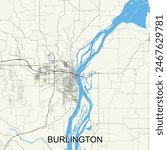 Burlington, Iowa, United States map poster art