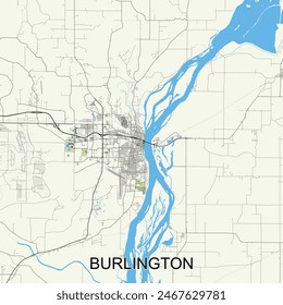 Burlington, Iowa, United States map poster art