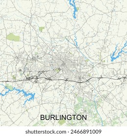 Burlington, North Carolina, United States map poster art