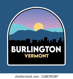 Burlington Vermont with blue background 