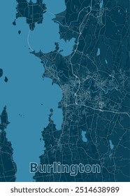 Burlington, Vermont, United States artistic blueprint map poster