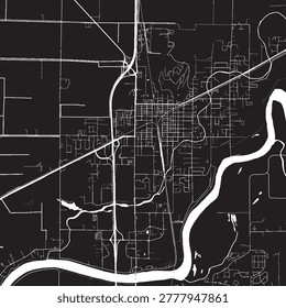 Burlington Vermont Vector Map, Detailed City Street Map Black and White Minimalist Line Art
