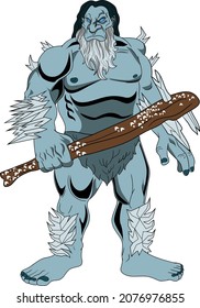 A burly frost giant wielding a large club with icicle spikes. A denizen of the barren realm of Jotunheim.