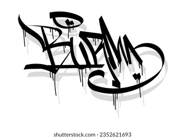 BURMA country graffiti tag style