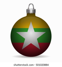 burma flag christmas ball vector