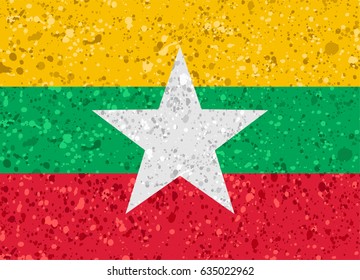 burma flag grunge illustration