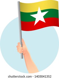 Burma flag in hand icon