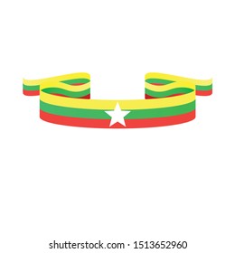Burma  flag. Simple ribbon  vector Burma 
 flag