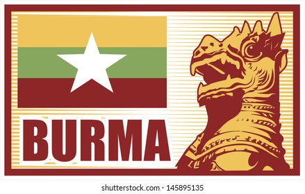 Burma label, vector