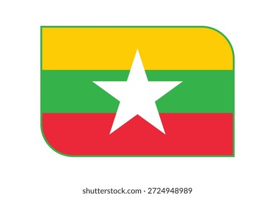 Burma Myanmar flag with rounded corners and border