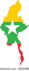 Burma national vector flag map