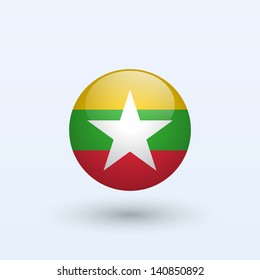 Burma Round Flag. Vector Illustration.