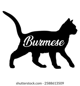 Burmese. cat silhouette, cat, cat breeds, logo, vector, silhouette,  animal, illustration, icon, sign, design, black, symbol, pet, love
