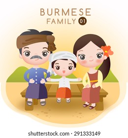 Burmese Characters : Family : Vector Illustration