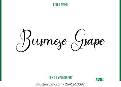Burmese Grape  -Fruit Name In Cursive Text Typography Design Element