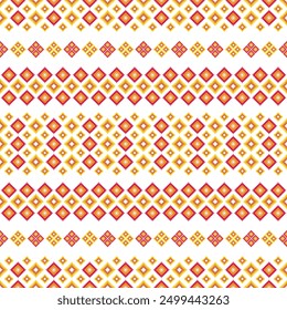 Burmese pattern, geometric pattern, seamless, pinkish red and yellow mixed together beautifully, fabric pattern for textiles, curtains, clothing, sarongs.