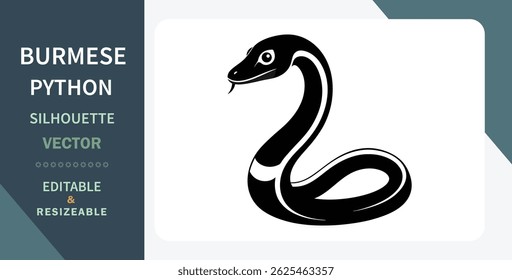 Burmese Python Silhueta Vetor editável, gráfico de serpente redimensionável