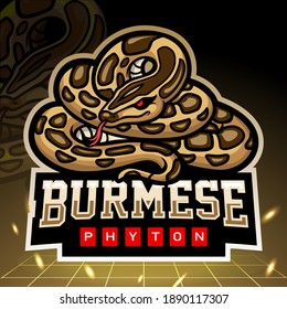 Burmese python snake mascot. esport logo design