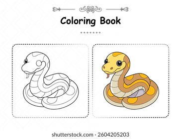 Burmese Python Whimsical Coloring Page