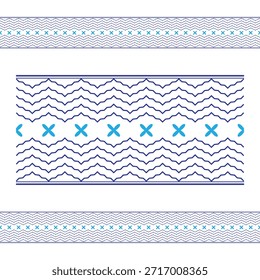 Estilo birmano y Arte vectorial sin costuras azul y blanco